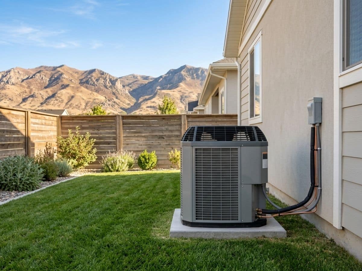 Heat pump outdoor unit installed at a Murray, Utah home