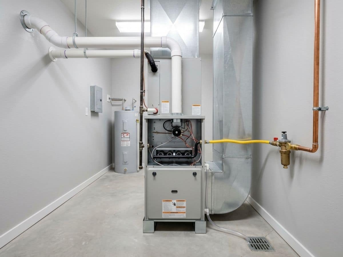 New high-efficiency 95% AFUE furnace installed in a Murray, Utah utility room