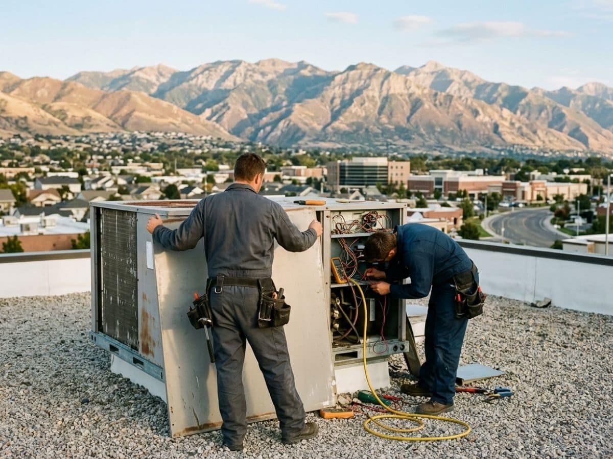 Murray HVAC Pros technicians working on a residential HVAC system